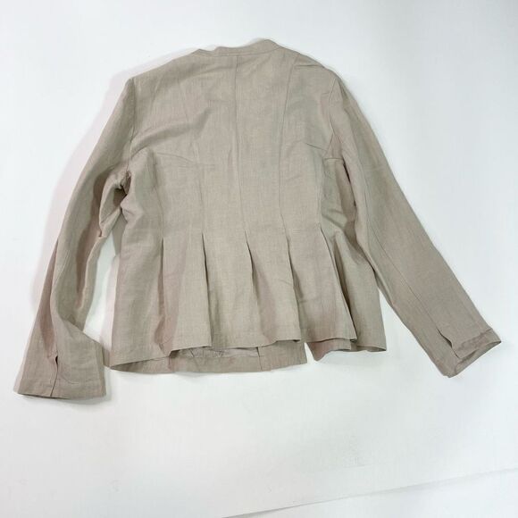 Eileen Fisher Shirt Womens Large Linen blend Cream Pleated Button-Front - Picture 8 of 9